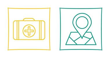 First Aid Kit and Map Icon vector