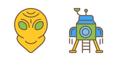 alien and lander Icon vector