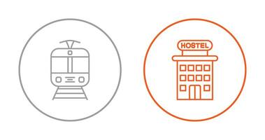 Tram and Hostel Icon vector