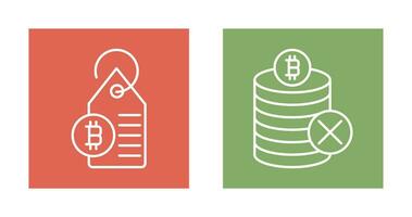 Not Accepted and Bitcoin Label Tag Icon vector