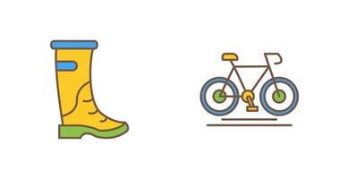 lluvia botas y ciclismo icono vector