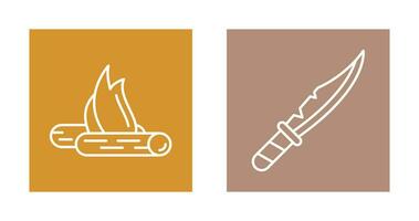 Bon Fire and Knife Icon vector