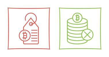 Not Accepted and Bitcoin Label Tag Icon vector