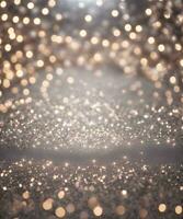 glitter vintage lights background. silver and golden. de-focused photo