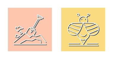 Digging and Bee Icon vector