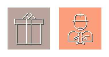 Gift Box and Worker Icon vector