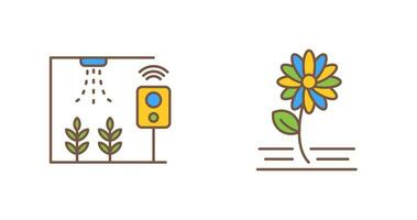 inteligente granja y flores icono vector