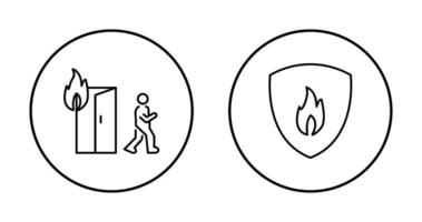 running from fire and fire shield  Icon vector