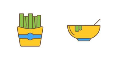 Soup and Fries Icon vector