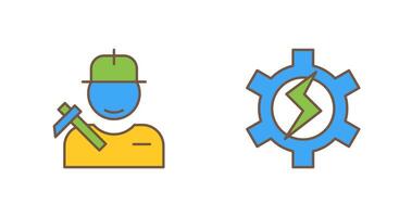 Worker and Setting Icon vector