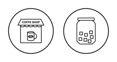 Coffee Shop And sugar Bottle  Icon vector