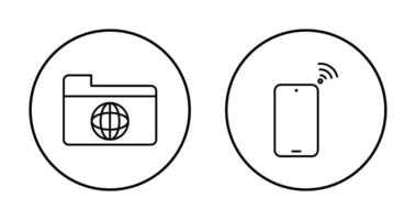 red carpeta y conectado dispositivo icono vector