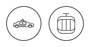 Police Car and Cable Car Icon vector