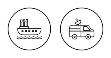 Steamboat and News Van Icon vector