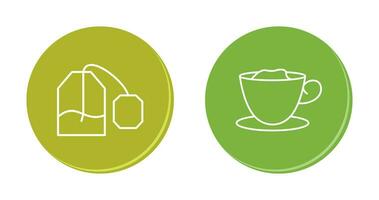 tea bag and creamy coffee  Icon vector