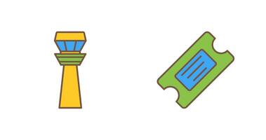 Control Tower and Ticket Icon vector