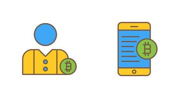 User and Bitcoin Mobile Icon vector