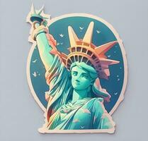 estatua de libertad, nuevo York ciudad, EE.UU. pegatina con el imagen de el estatua de libertad. foto