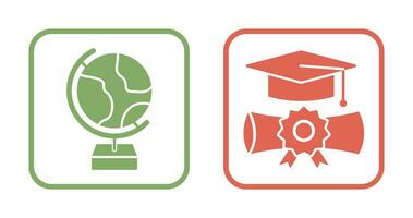 Globe and Graduation Icon vector