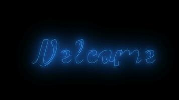 Welcome text animation with glowing neon colors. 4k video