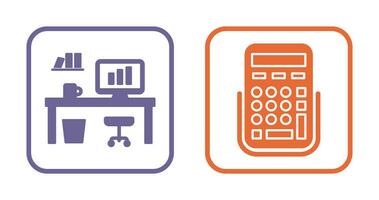 Office Desk and Calculator Icon vector