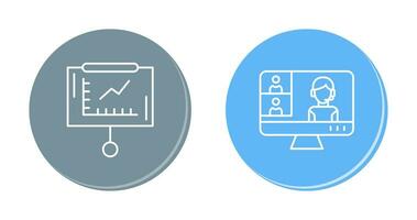 Line Graph and Conference video Call Icon vector