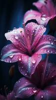 Pink flower with water drops. Generative AI photo