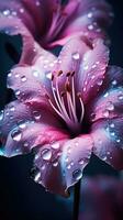 Pink flower with water drops. Generative AI photo