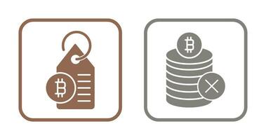 Not Accepted and Bitcoin Label Tag Icon vector