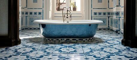 Special design ceramic flooring enhances the bathroom s elegance in Istanbul Turkey on April 28 2023 photo