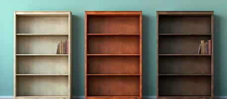 3 different perspectives of a basic bookshelf photo