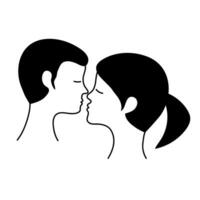 Man and woman kissing line icon. vector