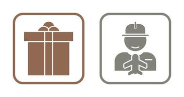 Gift Box and Worker Icon vector