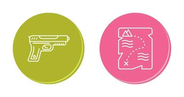 Gun and Treasure  Icon vector