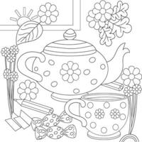 Flower adults and kid's coloring page vector