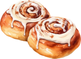Cinnamon roll watercolor. AI Generated png