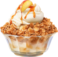 Warm apple crisp with a sweet and crunchy topping. AI Generated png