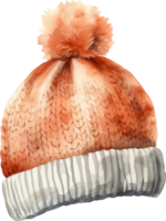 Fuzzy hat watercolor illustration. AI Generated png