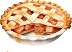 Apple pie watercolor illustration. AI Generated png