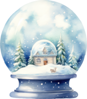 Snow globe watercolor illustration. AI Generated png