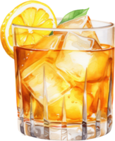 cocktail tillverkad med whisky, honung, citron- juice. ai genererad png