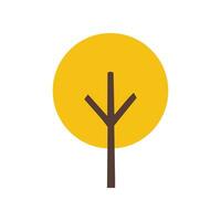 Yellow Autumn Tree Vector Simple Vibrant Illustration in flat style. Suitable for design of websites, postcards, books, patterns and other purposes