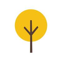 Yellow Autumn Tree Vector Simple Vibrant Illustration in flat style. Suitable for design of websites, postcards, books, patterns and other purposes