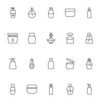 Cosmetic Bottles Vector Icon Set. Suitable for books, stores, shops. Editable stroke in minimalistic outline style. Symbol for design