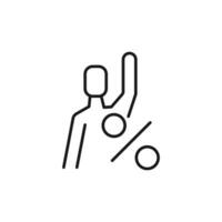 Man by Percent Isolated Line Icon. Perfect for web sites, apps, UI, internet, shops, stores. Simple image drawn with black thin line vector