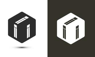 I I I  letter logo design with white and black background in illustrator cube logo, vector