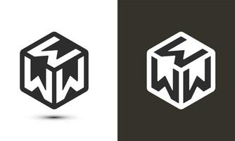 w w w letra logo diseño con blanco y negro antecedentes en ilustrador cubo logo, vector logo moderno alfabeto fuente superposición estilo. caligrafía diseños para logo creativo elegante monograma