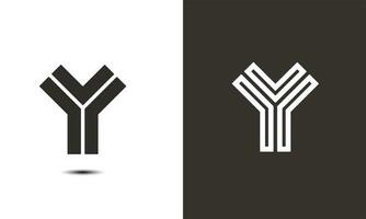 Y Letter Logo With Black white Lines Design. Line Letter Symbol Vector Illustration