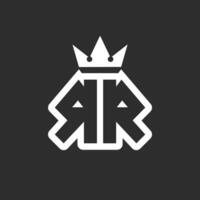 r r logo monogram symbol with crown shape design vector