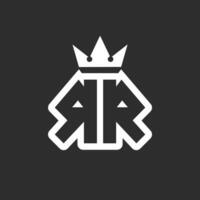 r r logo monogram symbol with crown shape design vector